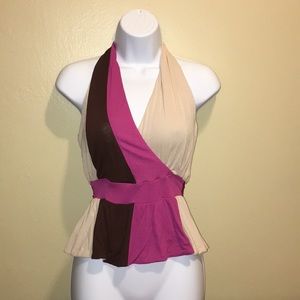 🎉 HOST PICK 🎉 Bebe Color Block Halter Top Size XS